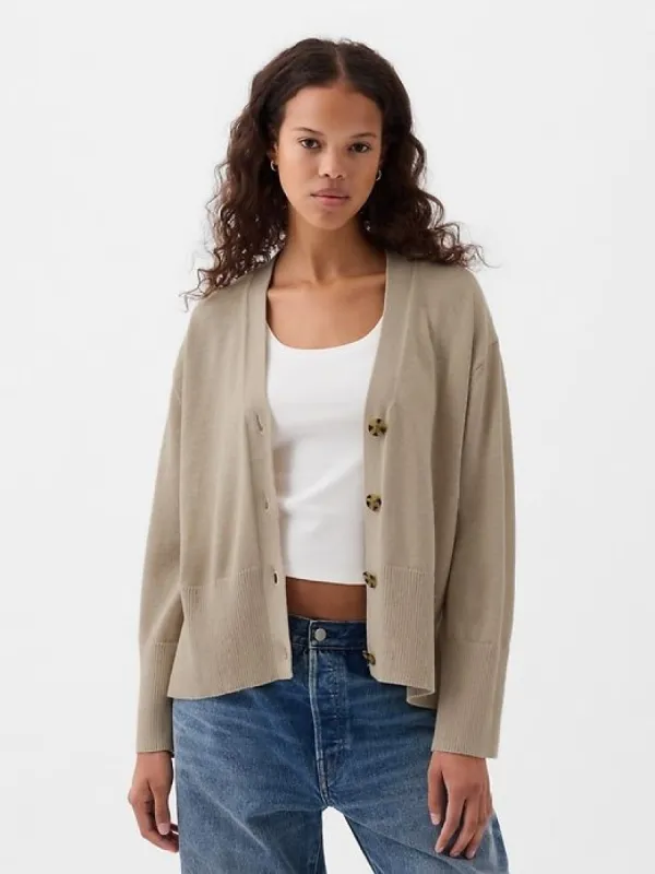 24/7 Split-Hem Linen-Blend Oversized Cardigan sold by GAP