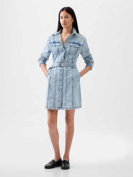 Belted Denim Mini Dress sold by GAP product image thumbnail 3