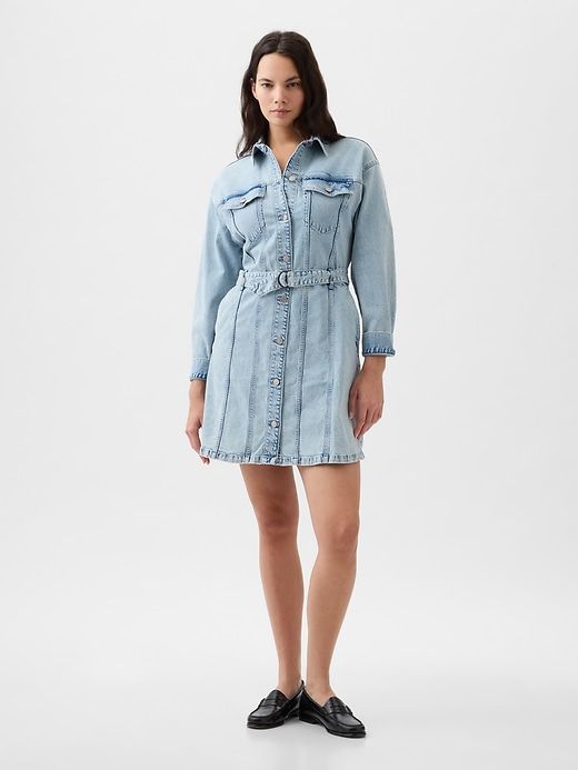 Belted Denim Mini Dress sold by GAP product image thumbnail 4