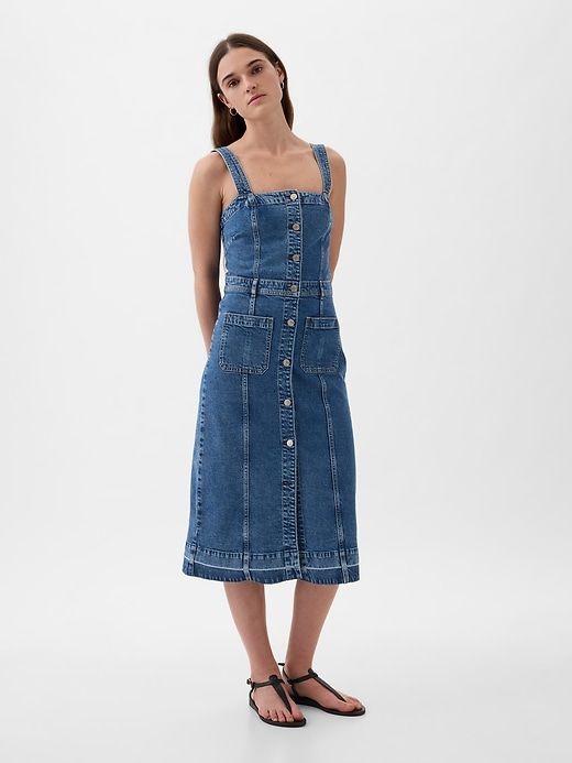 Apron Denim Midi Dress sold by GAP product image thumbnail 3