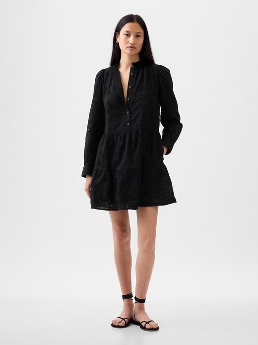 Eyelet Tiered Mini Shirtdress sold by GAP