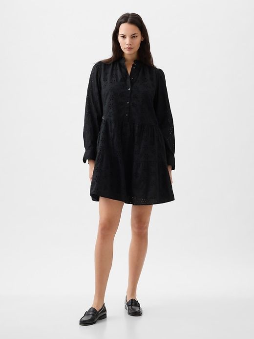 Eyelet Tiered Mini Shirtdress sold by GAP product image thumbnail 4