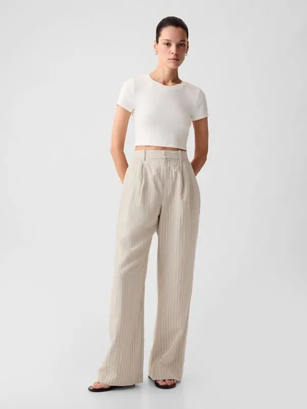 365 High Rise Linen-Cotton Trousers sold by GAP