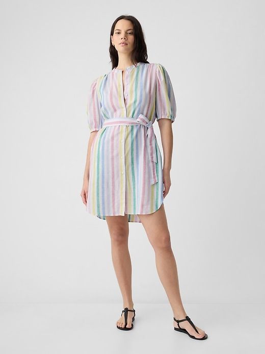 Linen-Cotton Puff Sleeve Mini Shirtdress sold by GAP product image thumbnail 5