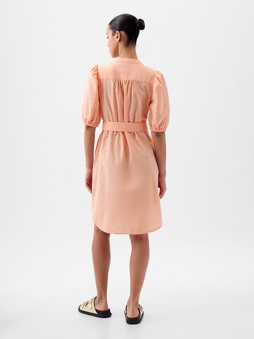 Linen-Cotton Puff Sleeve Mini Shirtdress sold by GAP product image thumbnail 2