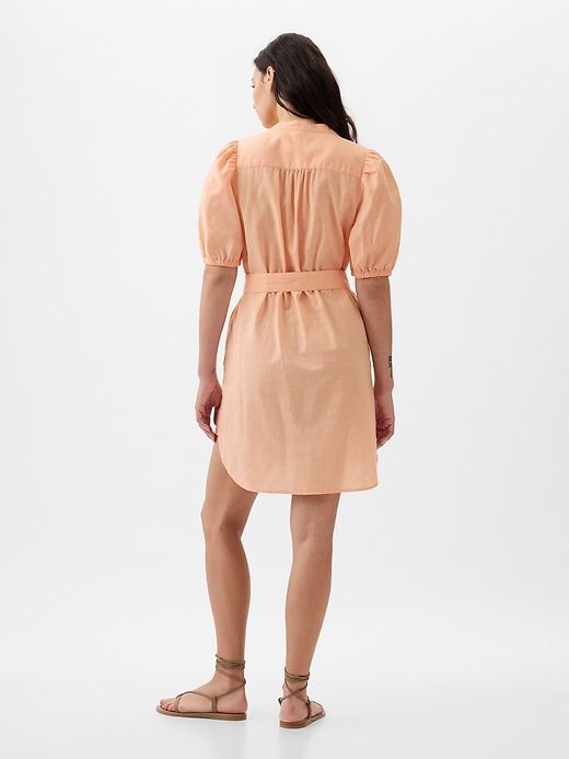 Linen-Cotton Puff Sleeve Mini Shirtdress sold by GAP product image thumbnail 5