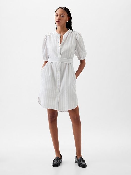 Linen-Cotton Puff Sleeve Mini Shirtdress sold by GAP