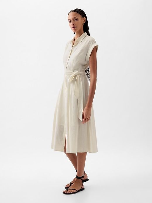 Linen-Blend Midi Shirtdress sold by GAP product image thumbnail 3