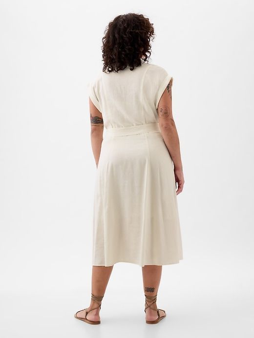 Linen-Blend Midi Shirtdress sold by GAP product image thumbnail 5