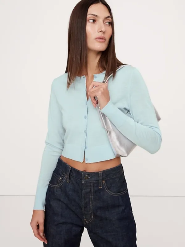 Lightweight Merino Cropped Cardigan sold by Banana Republic
