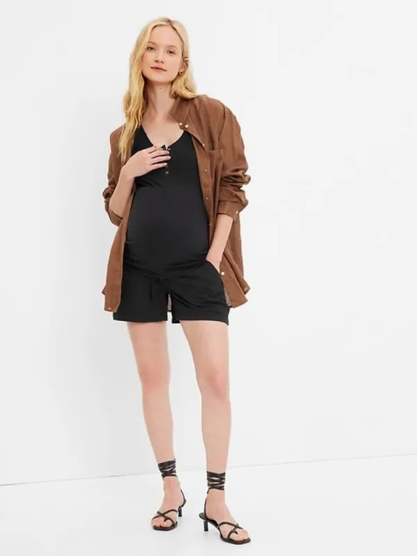 Maternity Linen-Cotton Pull-On Shorts sold by GAP