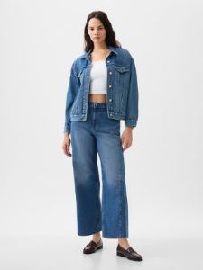 High Rise Stride Wide-Leg Ankle Jeans sold by GAP