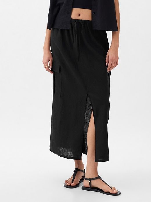 【BAON】Nellina banding corduroy cargo midi skirt Linen-Blend Cargo Midi Skirt | Parallel