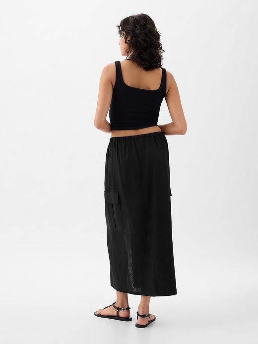 Linen-Blend Cargo Midi Skirt sold by GAP product image thumbnail 2