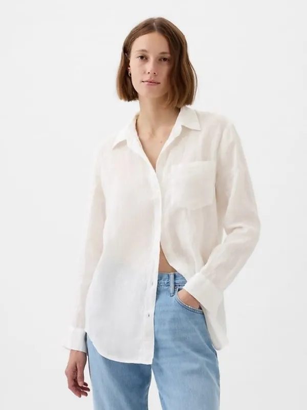 Linen Boyfriend Shirt sold by GAP