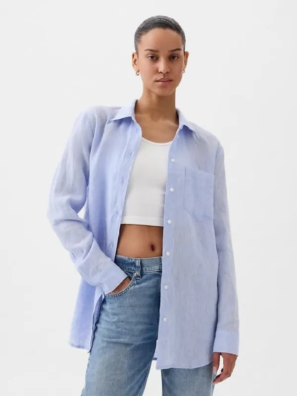 Linen Boyfriend Shirt sold by GAP