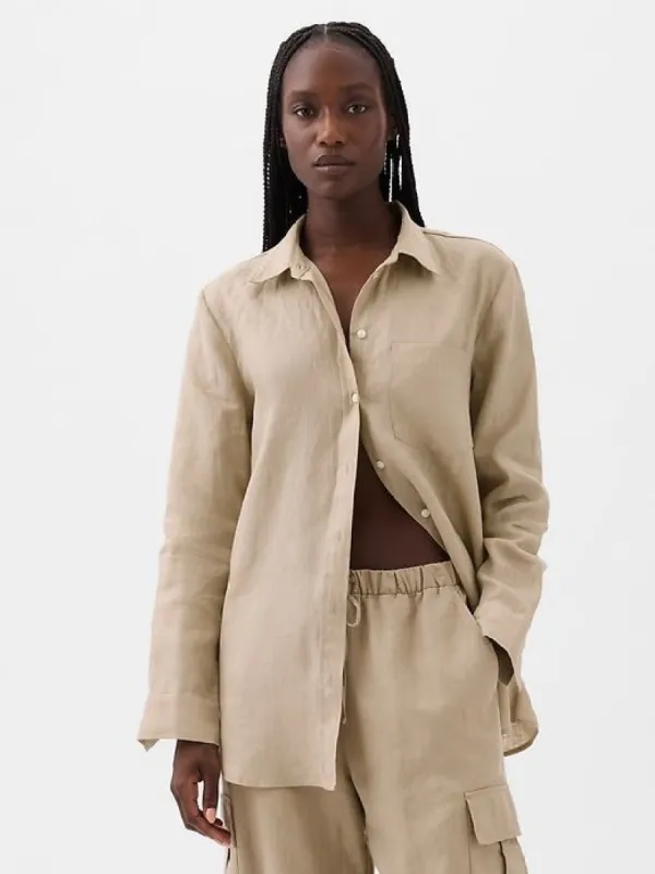 Linen Boyfriend Shirt sold by GAP