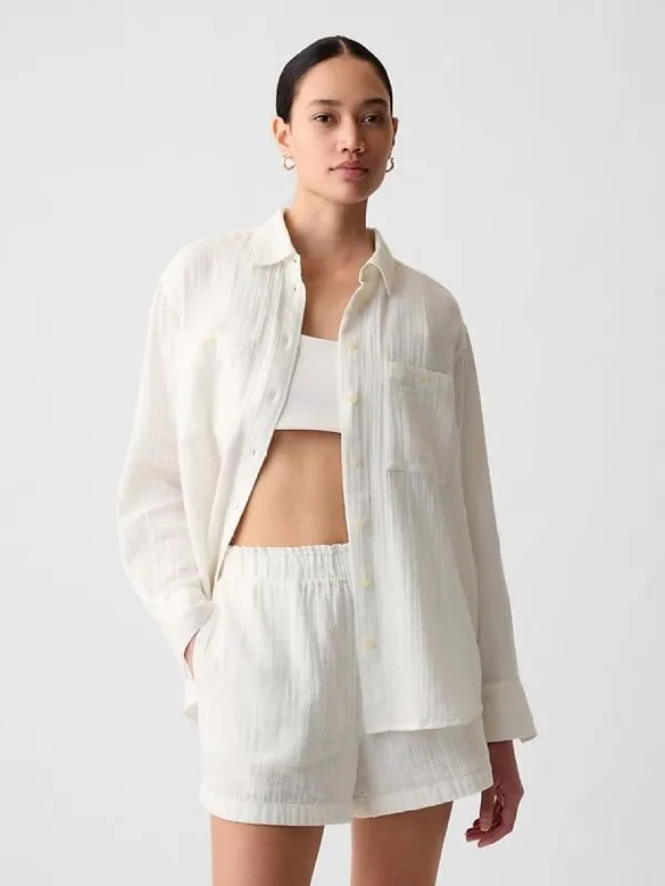 Crinkle Gauze Big Shirt sold by GAP