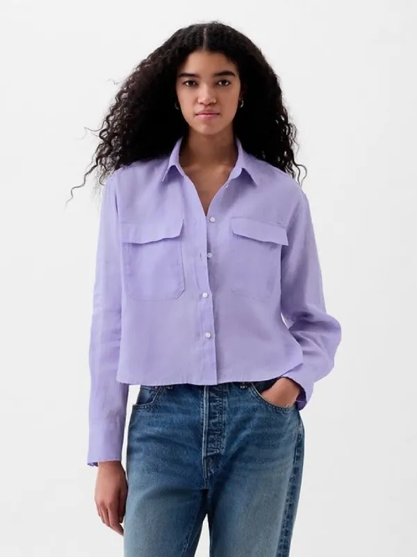 Linen Cropped Shirt sold by GAP