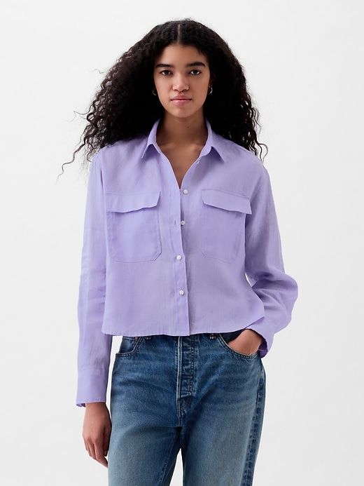 Linen Cropped Shirt sold by GAP