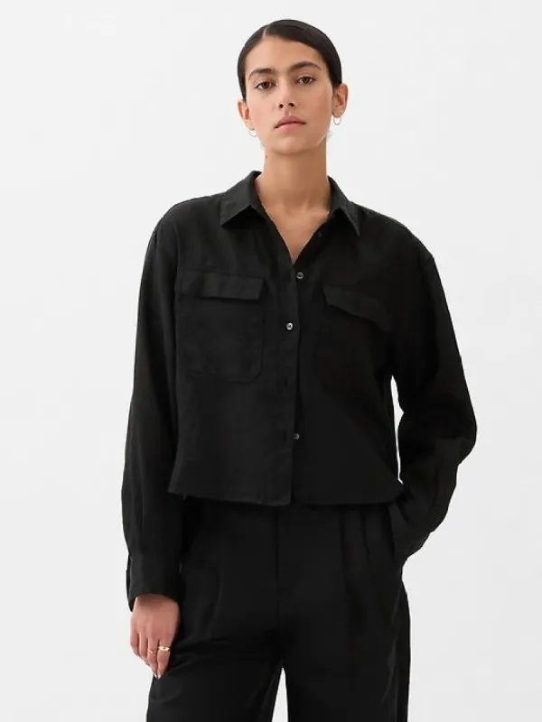 Linen Cropped Shirt sold by GAP