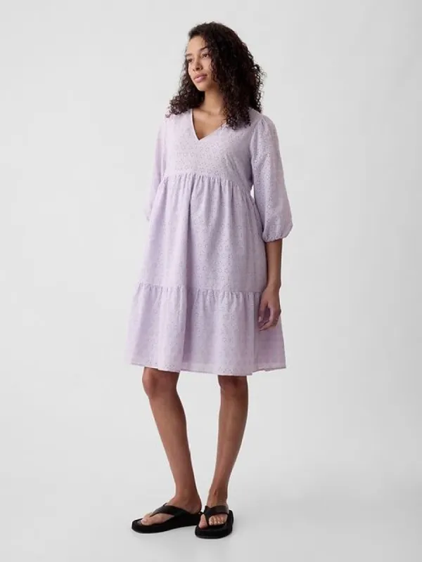Maternity Eyelet Tiered Mini Dress sold by GAP