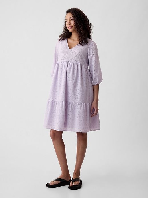 Maternity Eyelet Tiered Mini Dress sold by GAP