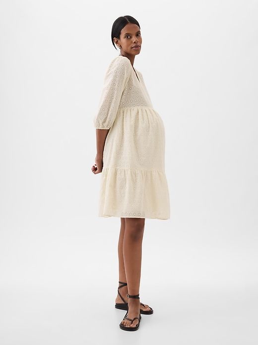 Maternity Eyelet Tiered Mini Dress sold by GAP product image thumbnail 3