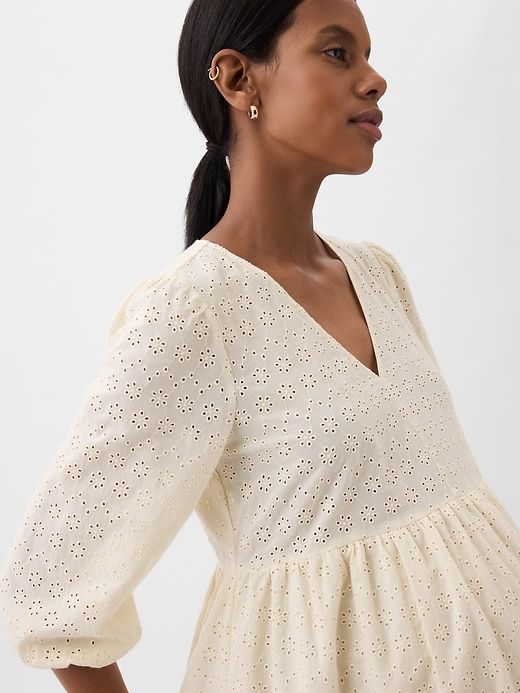 Maternity Eyelet Tiered Mini Dress sold by GAP product image thumbnail 4