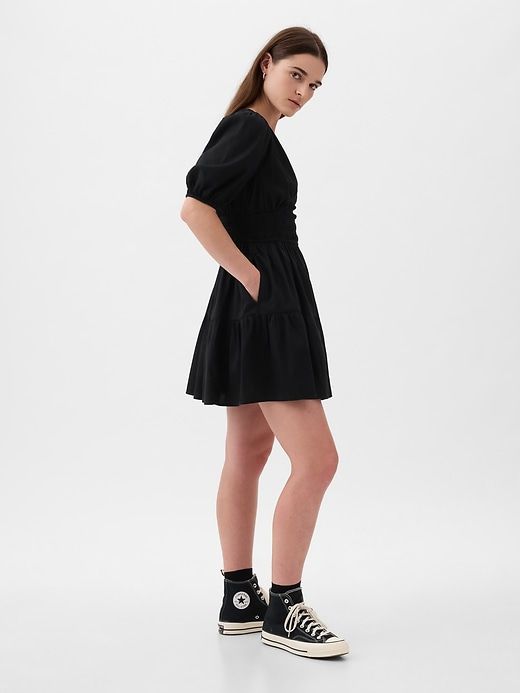 Puff Sleeve Smocked Mini Dress sold by GAP product image thumbnail 3