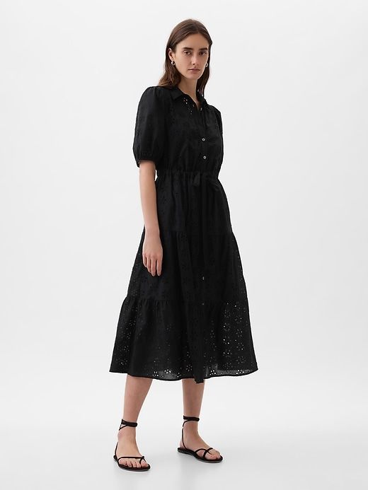 Eyelet Tiered Midi Dress sold by GAP product image thumbnail 3