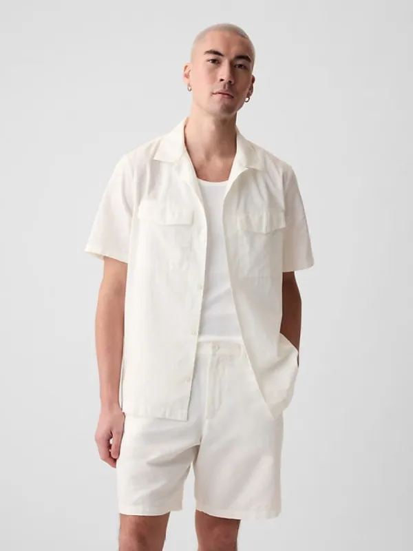 Linen-Cotton Utility Shirt sold by GAP