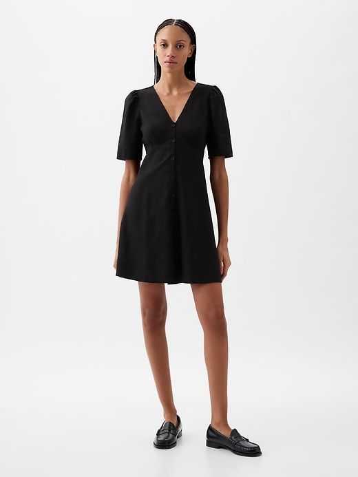 Linen-Blend Button Mini Dress sold by GAP