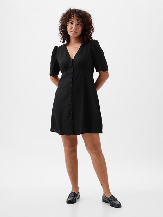 Linen-Blend Button Mini Dress sold by GAP product image thumbnail 4