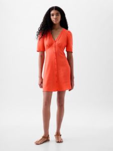 Linen-Blend Button Mini Dress sold by GAP