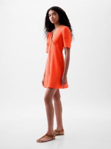 Linen-Blend Button Mini Dress sold by GAP
