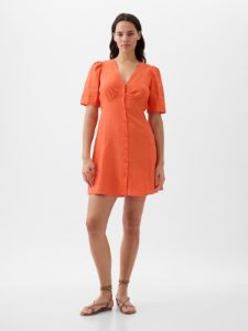 Linen-Blend Button Mini Dress sold by GAP