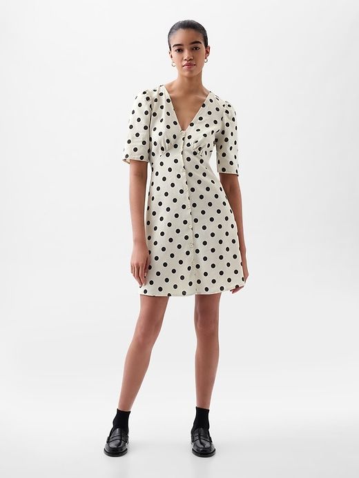Linen-Blend Button Mini Dress sold by GAP