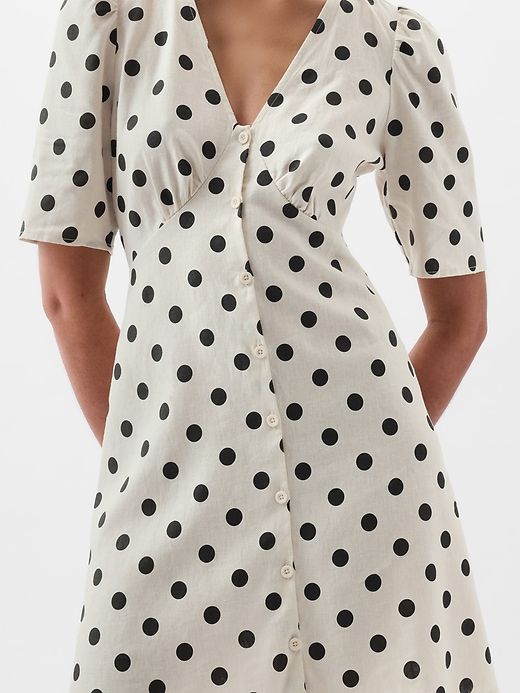 Linen-Blend Button Mini Dress sold by GAP product image thumbnail 4