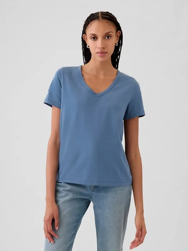Organic Cotton Vintage V-Neck T-Shirt sold by GAP