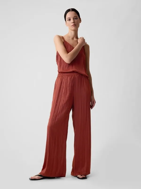 Crinkle Texture Satin Pants sold by GAP