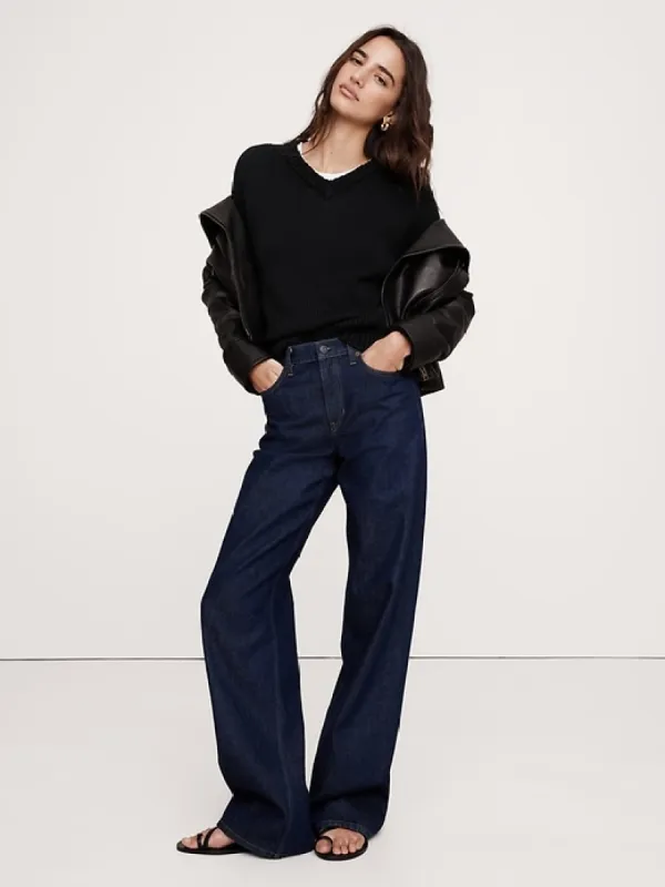 Oversized Cotton V-Neck Sweater sold by Banana Republic