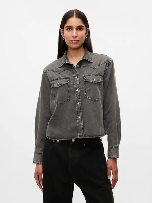 Cropped Western Denim Shirt sold by GAP