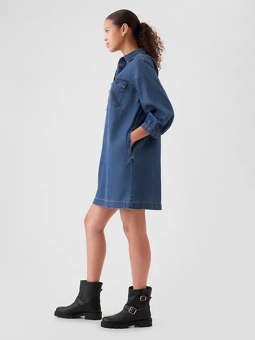 Ultrasoft Denim Utility Mini Shirtdress sold by GAP product image thumbnail 3