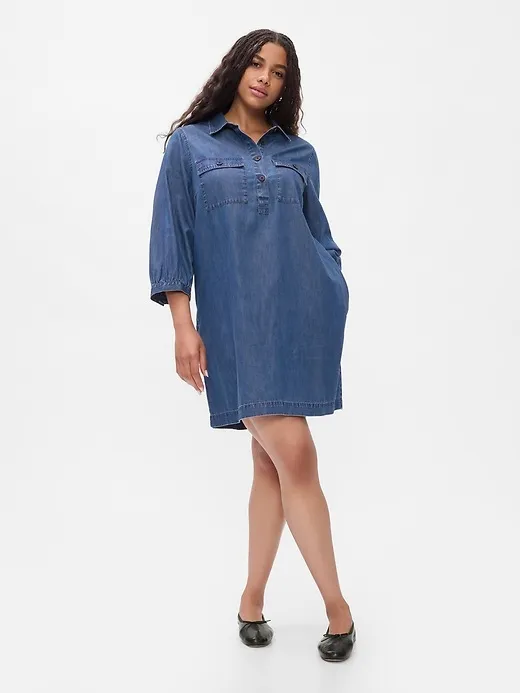 Ultrasoft Denim Utility Mini Shirtdress sold by GAP product image thumbnail 5
