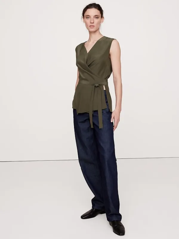 Signature Silk Wrap Top sold by Banana Republic
