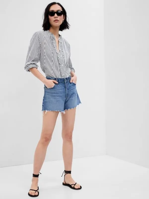 Ruffle Pintuck Shirt sold by GAP