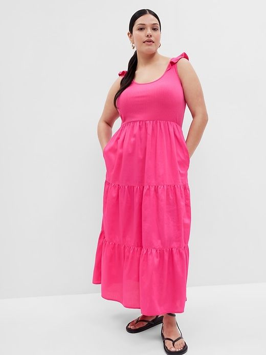 Flutter Sleeve Mixed Fabric Maxi Dress sold by GAP product image thumbnail 4