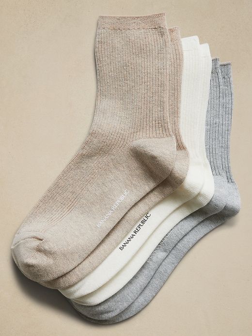 Silk-Cotton Crew Sock 3-Pack sold by Banana Republic