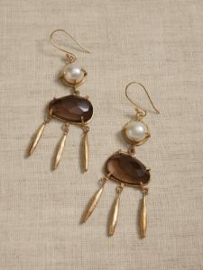 Alina Double Dangle Earrings Smokey Quartz | Aureus + Argent sold by Banana Republic